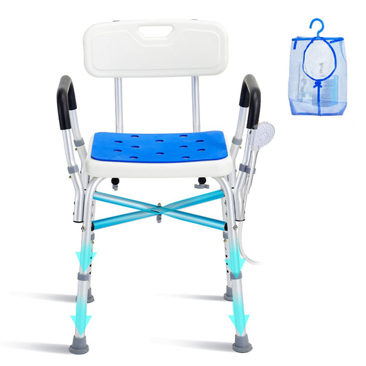 400lbs Shower Chair Bathtub Bench Arms Back Adjustable Height for Inside Bathtub