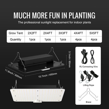 LED Grow Light, 150W Full Spectrum Dimbar, High Yield Samsung 2B1B Dioder Odlingslampa för inomhusväxter Fröplantor Veg och Bloom Växthusodling, Daisy Chain Driver för 3 x 3 ft odlingstält
