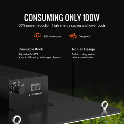 LED Grow Light, 200W Full Spectrum Dimbar, High Yield Samsung 2B1B Dioder Odlingslampa för inomhusväxter Fröplantor Veg och Bloom Växthusodling, Daisy Chain Driver för 2x4/3x3 ft odlingstält