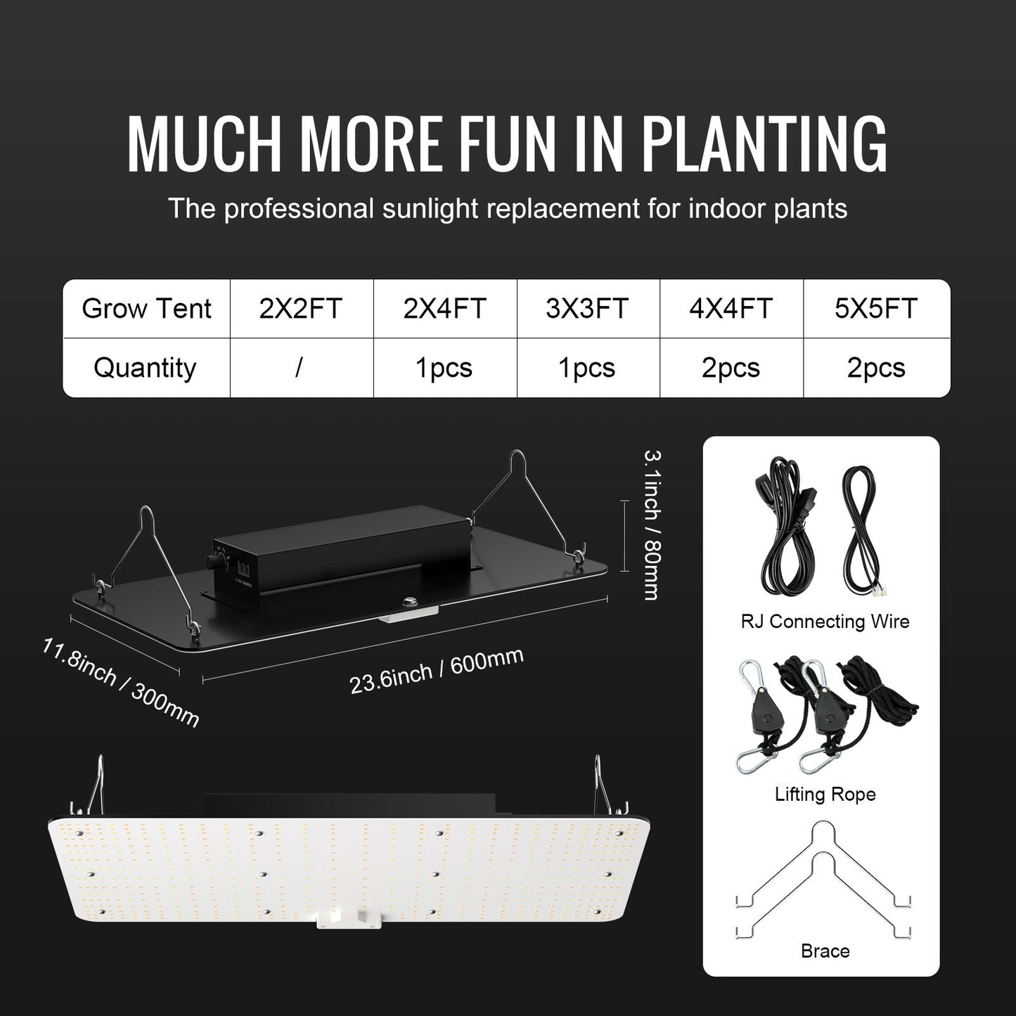 LED Grow Light, 200W Full Spectrum Dimbar, High Yield Samsung 2B1B Dioder Odlingslampa för inomhusväxter Fröplantor Veg och Bloom Växthusodling, Daisy Chain Driver för 2x4/3x3 ft odlingstält