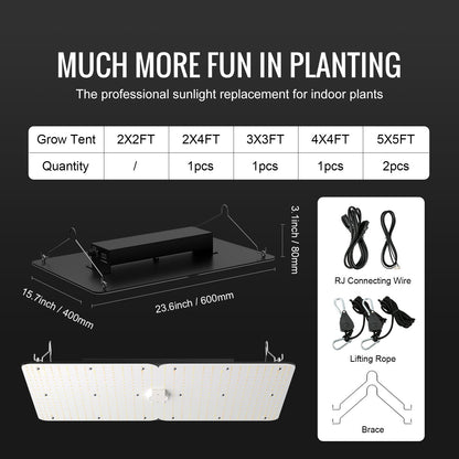 LED Grow Light, 300W Full Spectrum Dimbar, High Yield Samsung 2B1B Dioder Odlingslampa för inomhusväxter Fröplantor Veg och Bloom Växthusodling, Daisy Chain Driver för 3x3/4x4 fot odlingstält