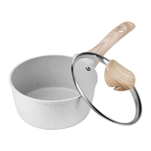 1,5 QT Antihaft-Kochtopf mit Glasdeckel und abnehmbarem Griff, Weiß | EU