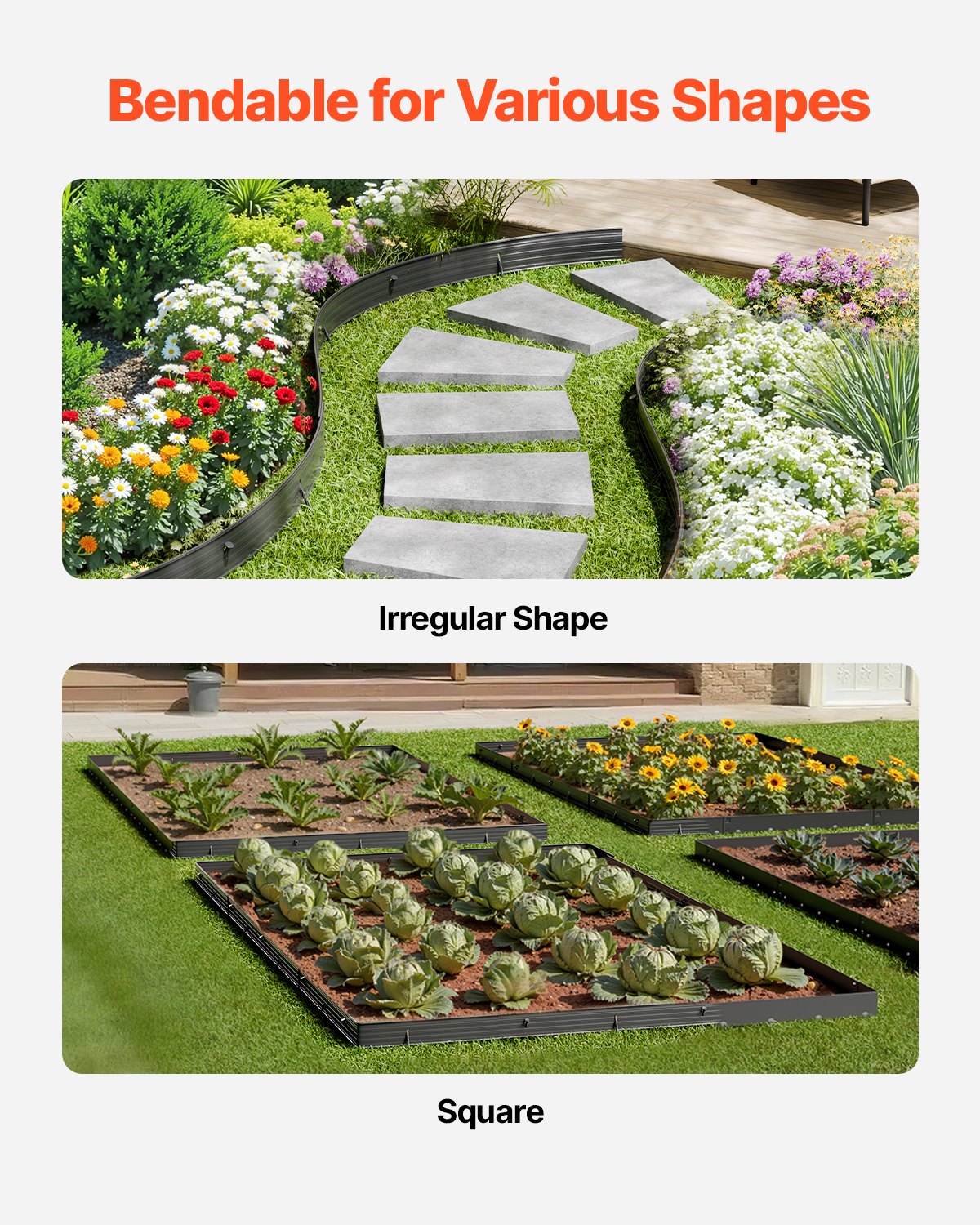 Metal Landscape Edging 8-Pack 72 Inch Rust Resistant Bendable for Garden Yard