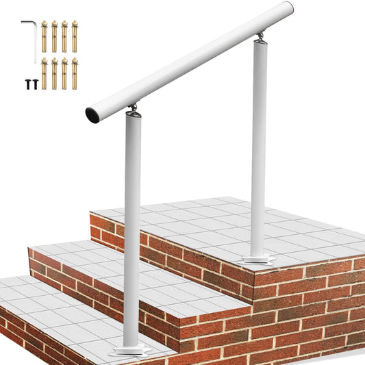 Handlauf für Außentreppen, 3 Fuß, 34 Zoll Außengeländer, weißes Außentreppengeländer, verstellbar von 0 bis 60 Grad, Handlauf für Treppen im Freien, weißes Aluminium-Treppengeländer für den Garten