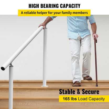 Handrail Outdoor Stairs, 4 Feet, 34 Inch Outdoor Ladder Railing White Outdoor Stair Railing Adjustable from 0 to 60 Degrees Handrail for Outdoor Stairs White Aluminum Stair Railing for Garden