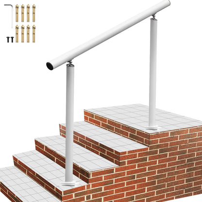 Handrail Outdoor Stairs, 4 Feet, 34 Inch Outdoor Ladder Railing White Outdoor Stair Railing Adjustable from 0 to 60 Degrees Handrail for Outdoor Stairs White Aluminum Stair Railing for Garden