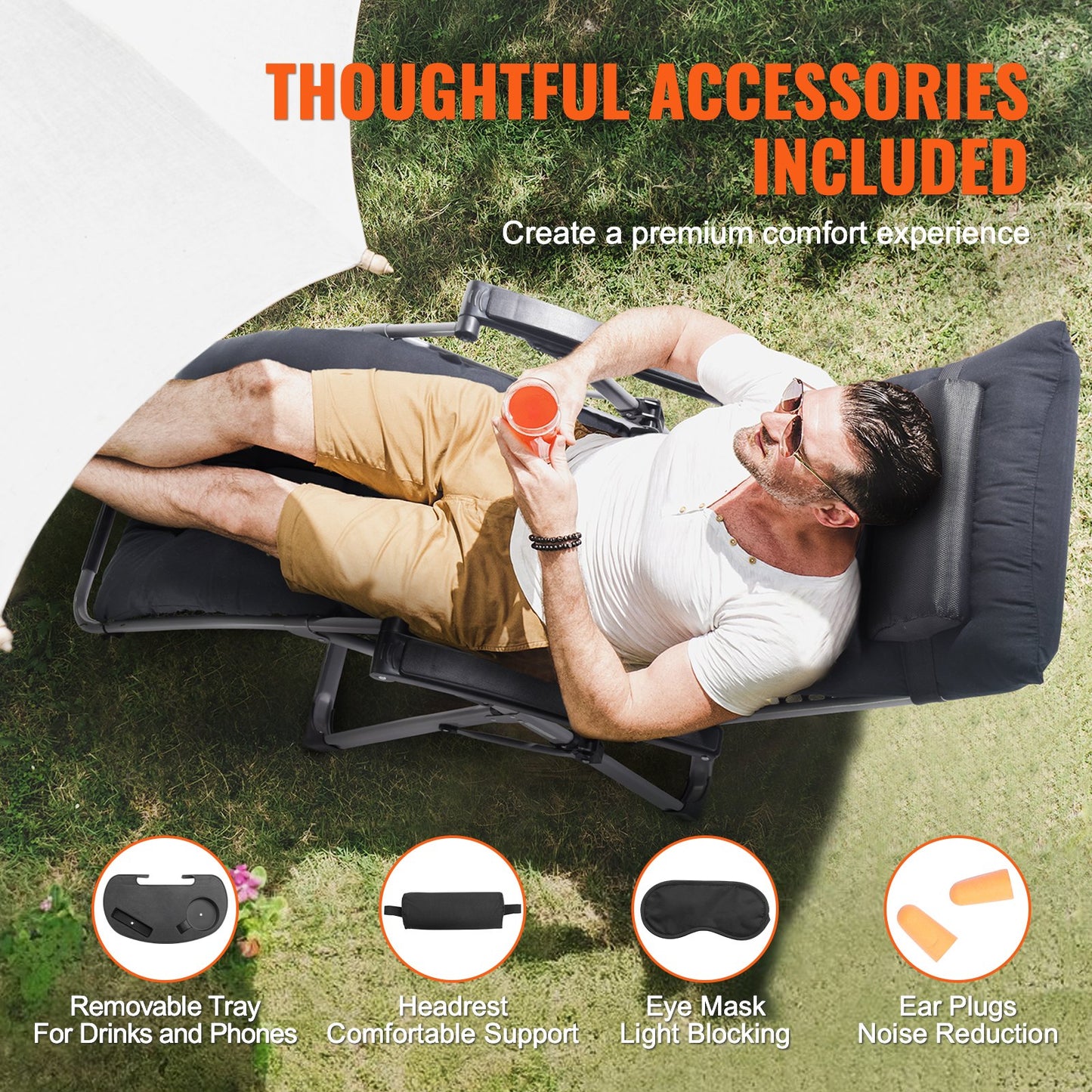 Zero Gravity Chair 26" Zero Gravity Recliner Lounge Chair inomhus och utomhus