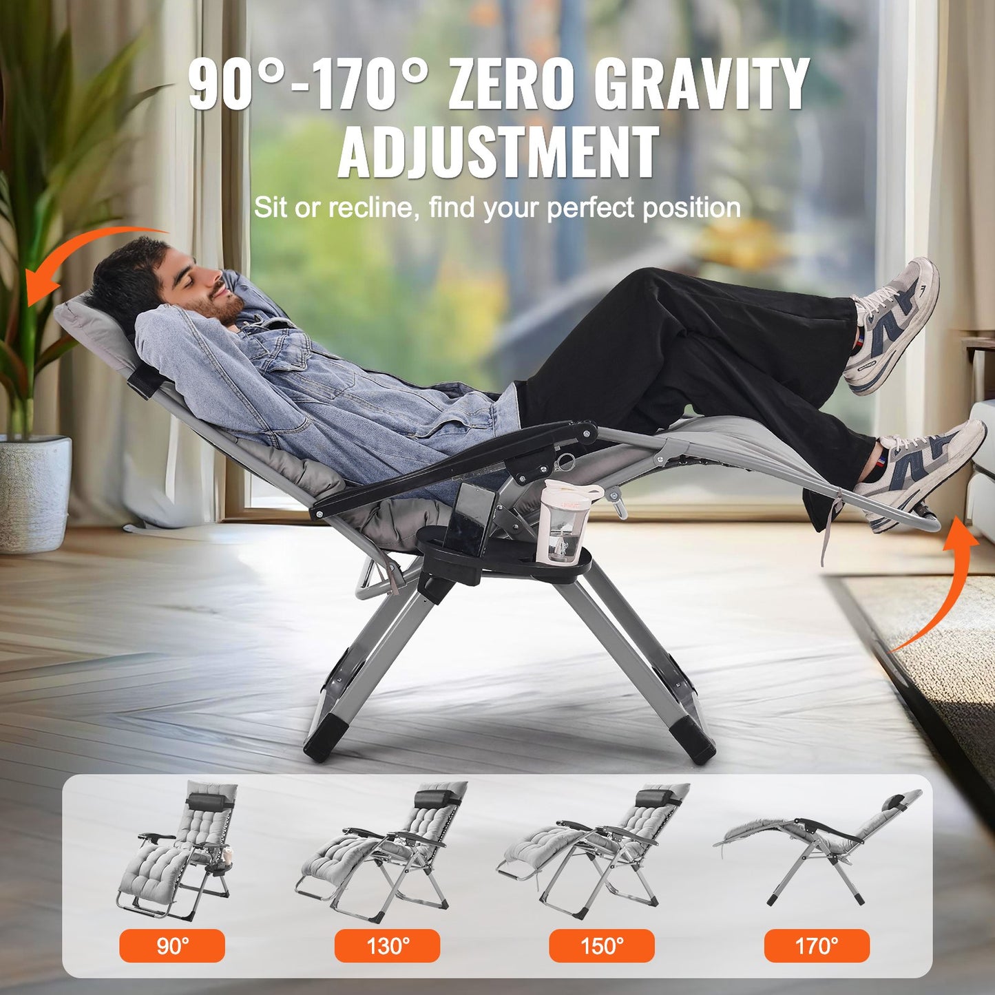 Zero Gravity Chair 26" Zero Gravity Recliner Lounge Chair Indoor and Outdoor