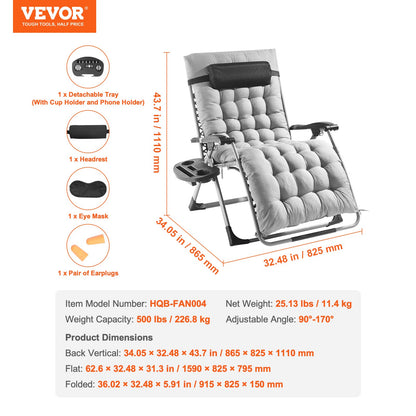 Zero Gravity Chair 33" Zero Gravity Recliner Lounge Chair Indoor and Outdoor