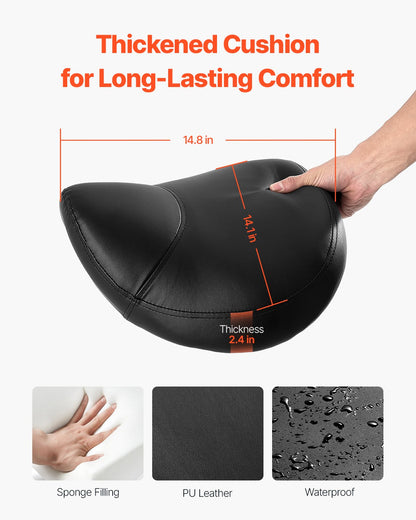 Saddle Stool Swivel Stool with Wheels PU Leather Height Adjustable Black