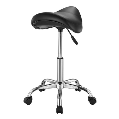 Saddle Stool Swivel Stool with Wheels PU Leather Height Adjustable Black