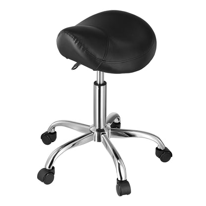 Saddle Stool Swivel Stool with Wheels PU Leather Height Adjustable Black