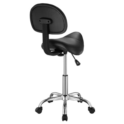 Saddle stool Swivel stool with backrest PU leather Height adjustable Black