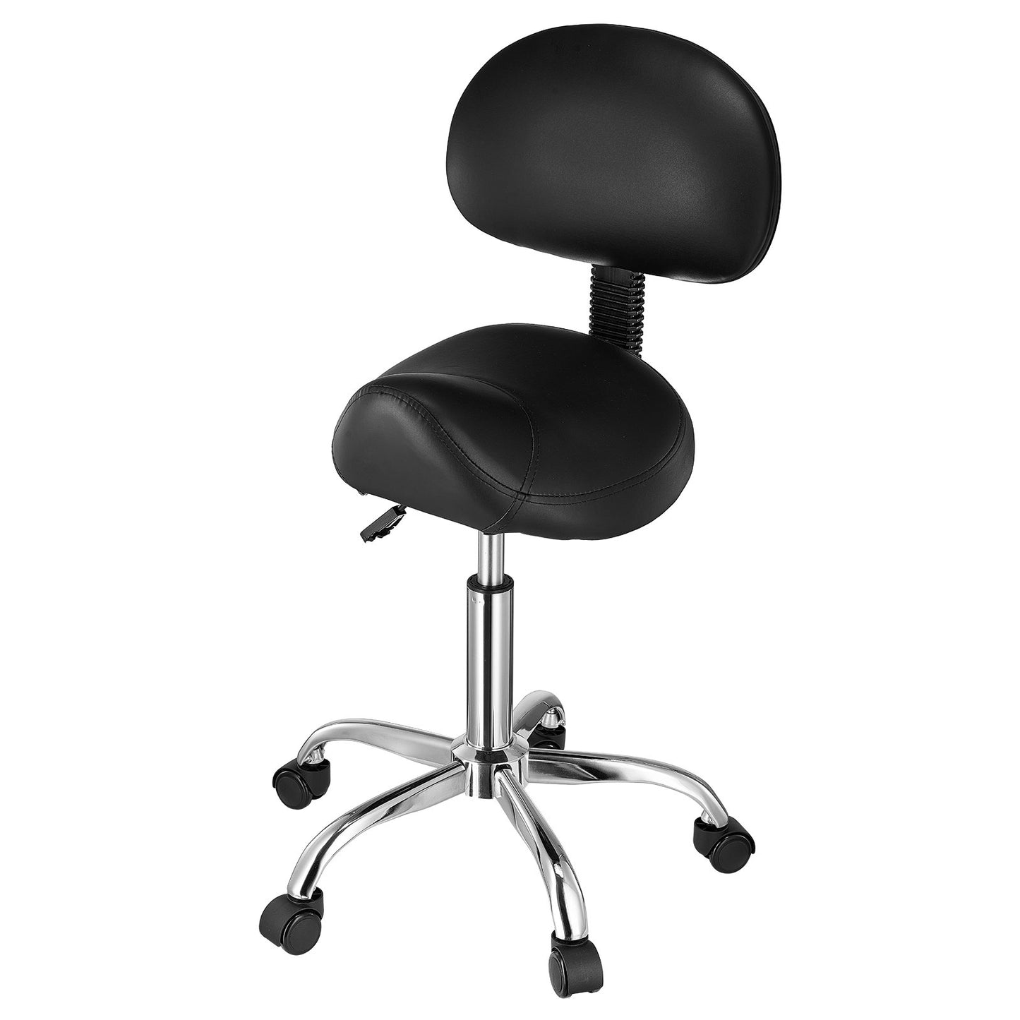 Saddle stool Swivel stool with backrest PU leather Height adjustable Black