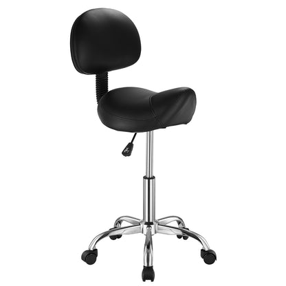 Saddle stool Swivel stool with backrest PU leather Height adjustable Black