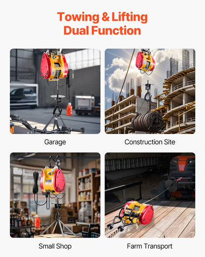 2-in-1 Portable Electric Lifting Winch 1100LBS Wired/Wireless Remote Control