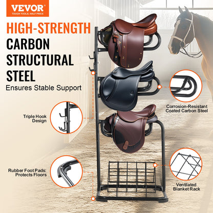Freestanding Saddle Rack 3-Tier English and Western Saddle Rack