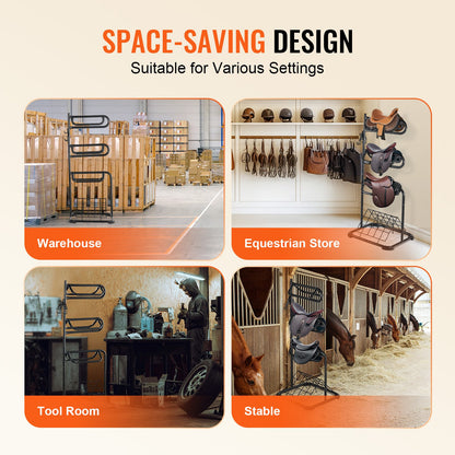 Freestanding Saddle Rack 3-Tier English and Western Saddle Rack