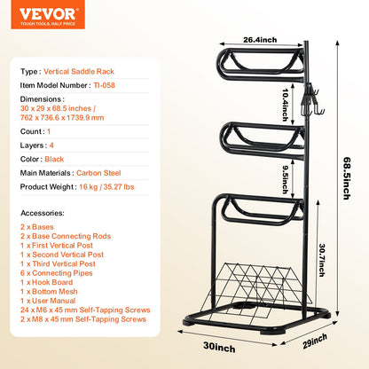 Freestanding Saddle Rack 3-Tier English and Western Saddle Rack