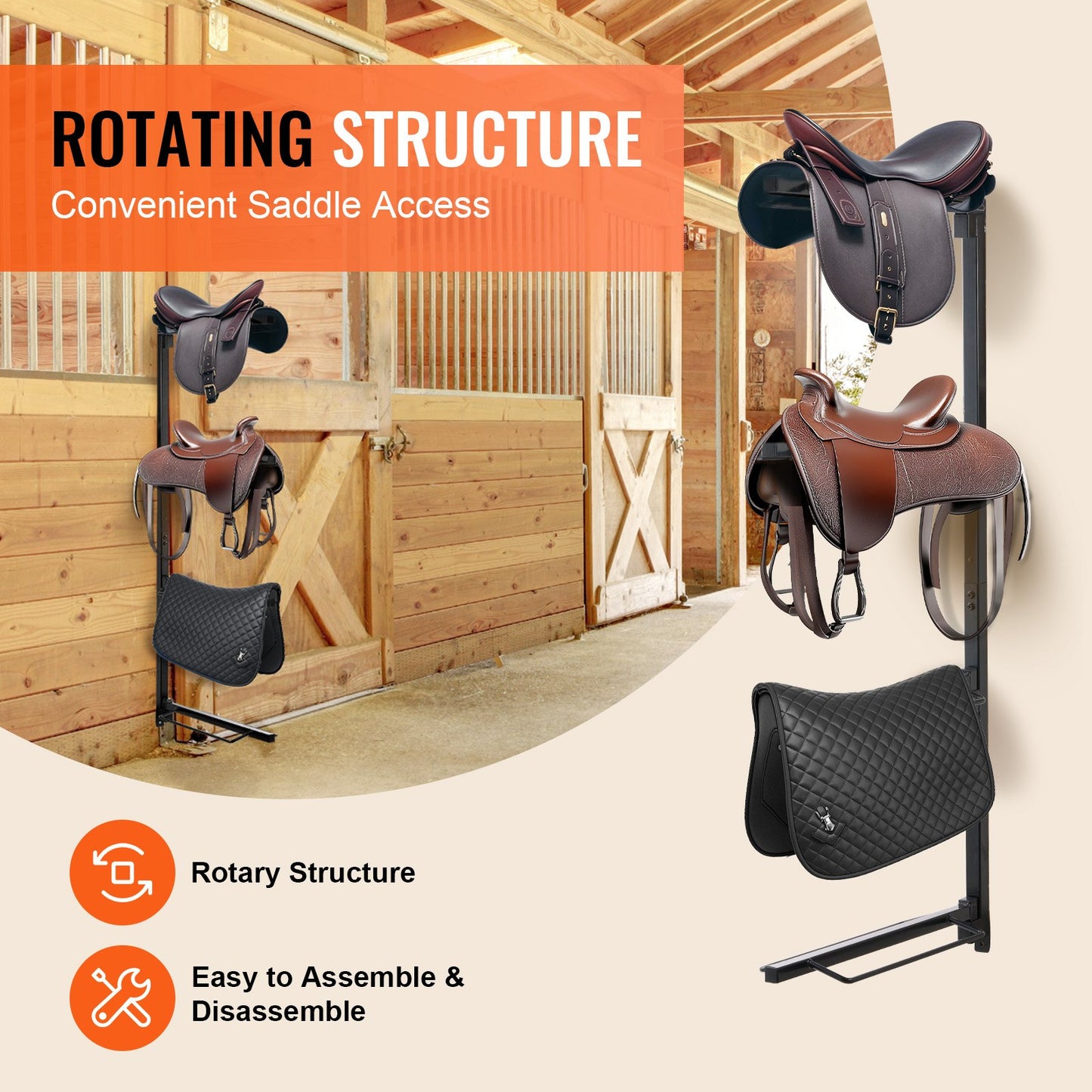 Wall Mounted Saddle Holder Four Levels Western &amp; English Horse Saddle Holder