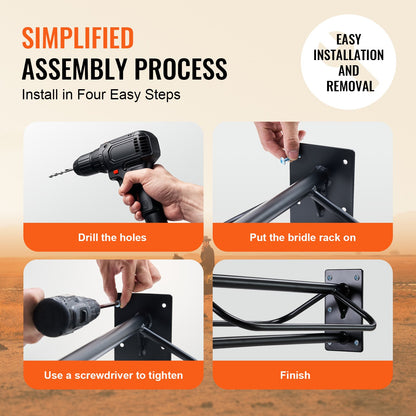 Saddle Rack with Pad Bar 2-pack Wall-mounted Horse Saddle Rack Black