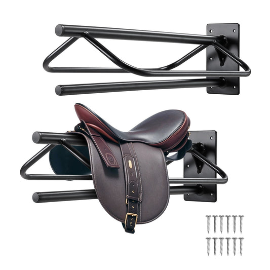 Saddle Rack with Pad Bar 2-pack Wall-mounted Horse Saddle Rack Black
