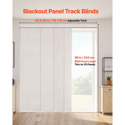 Panel Rail Blinds Extendable Rails 116 to 218 cm B Can Be Edge-cut Light Grey