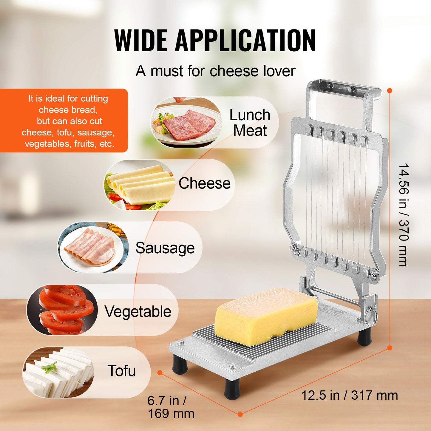 Ostskärare med Wire Cheeser Smörskärning 0,39" & 0,78" ostskärare