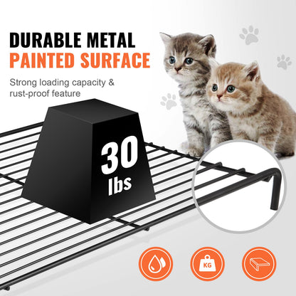 Catio, 4-Tier Large Indoor Cat Cages, Detachable Metal Playpen Enclosure with 360° Rotating Wheels, with 3 Ladders and a Hammock for 1-3 Cats, 35.4x23.6x51 inches