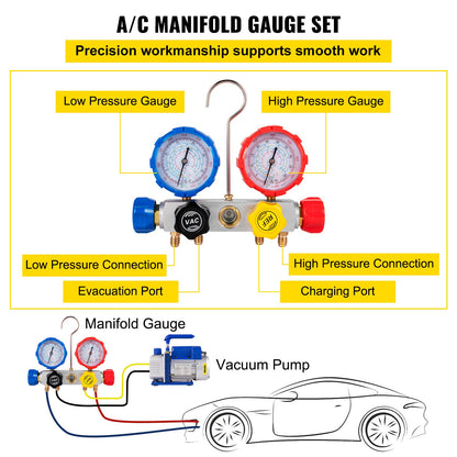 AC Vacuum Pump Manifold Gauge Kit 4.8 CFM 5PA HVAC Vacuum Pump with Box