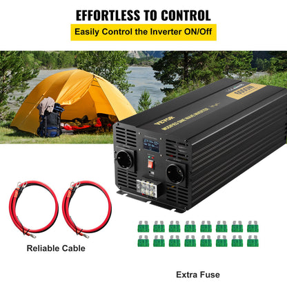 Power Inverter Modifierad Sine Wave Inverter 6000W DC 12V till AC 230V LCD
