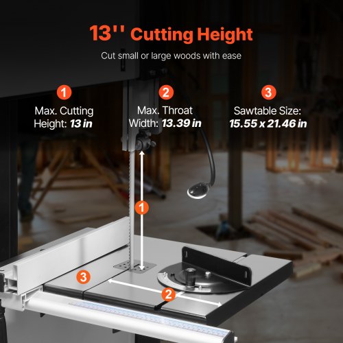 Woodworking Band Saw 13.39 inch Bench Band Saw 440-846 RPM 1100 W 1 1/2 HP | EU