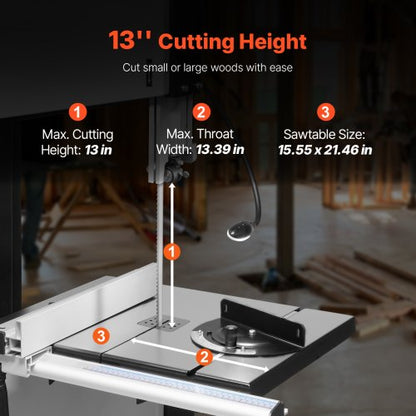 Woodworking Band Saw 13.39 inch Bench Band Saw 440-846 RPM 1100 W 1 1/2 HP | EU