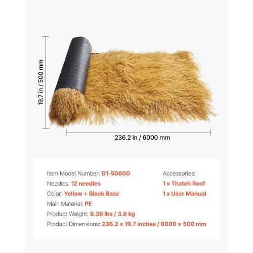 Thatch Grass Roof Roll 1.6 x 19.7 ft. Tiki Hut Bar Skirt Roof Party Decor