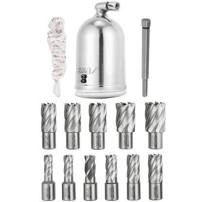 MD40 1-1/2 Inch Electric Magnetic Drill Press Drilling Machine with 11PCS HSS Cutter Set Precise Annular Cutter Set Compact Switchable Evolution 1100W Magnetic Power