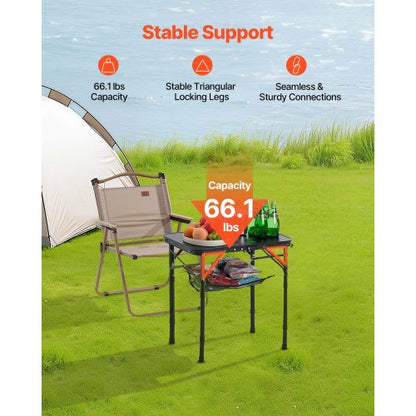 60cm Foldable Portable Camping Table Aluminum Picnic Table Indoor Outdoor | EU