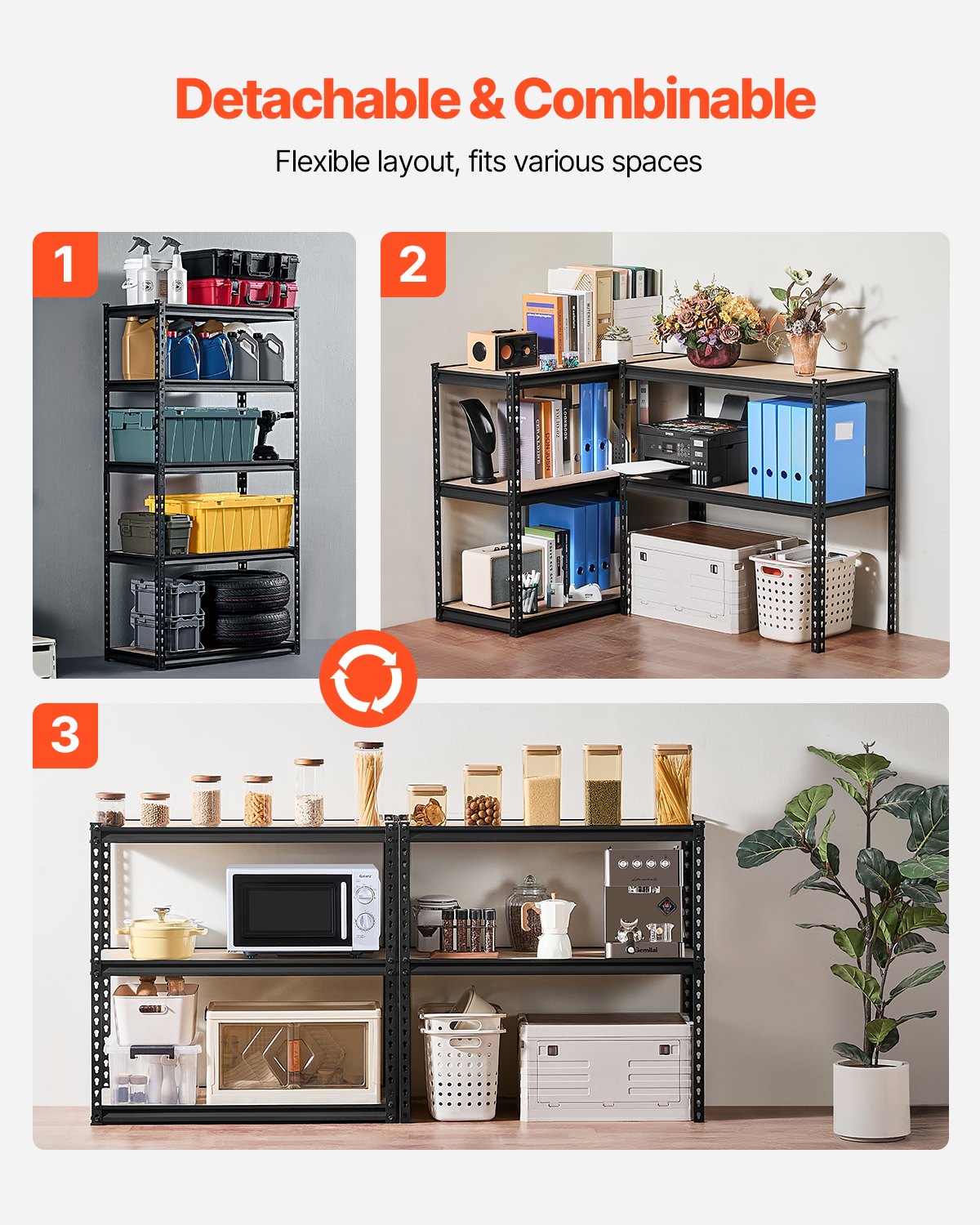 Storage Shelves 16" D x 36" W x 71.4" H 5-Tier Garage Storage Shelves