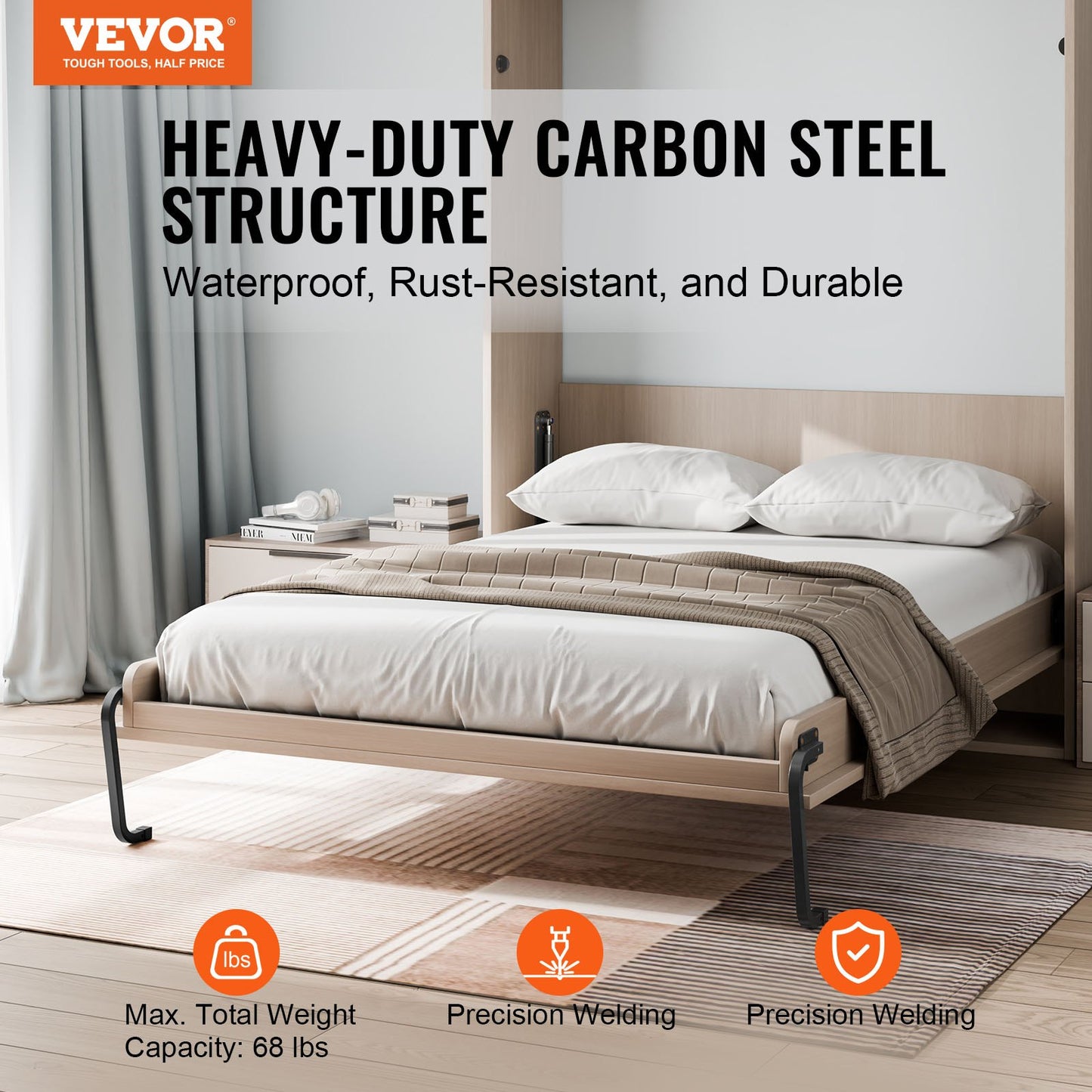Murphy Bed Kit Queen Deluxe DIY Wall Bed Mechanical Hardware Kit Vikbar