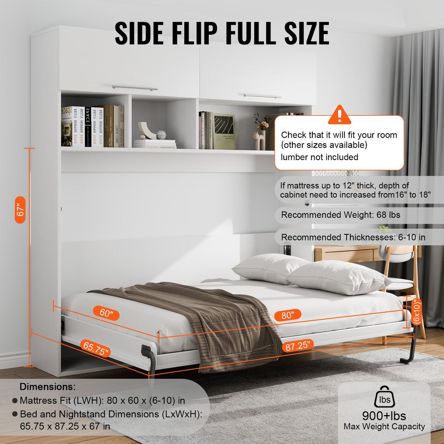 Murphy Bed Kit Queen Deluxe DIY Wall Bed Mechanical Hardware Kit Vikbar