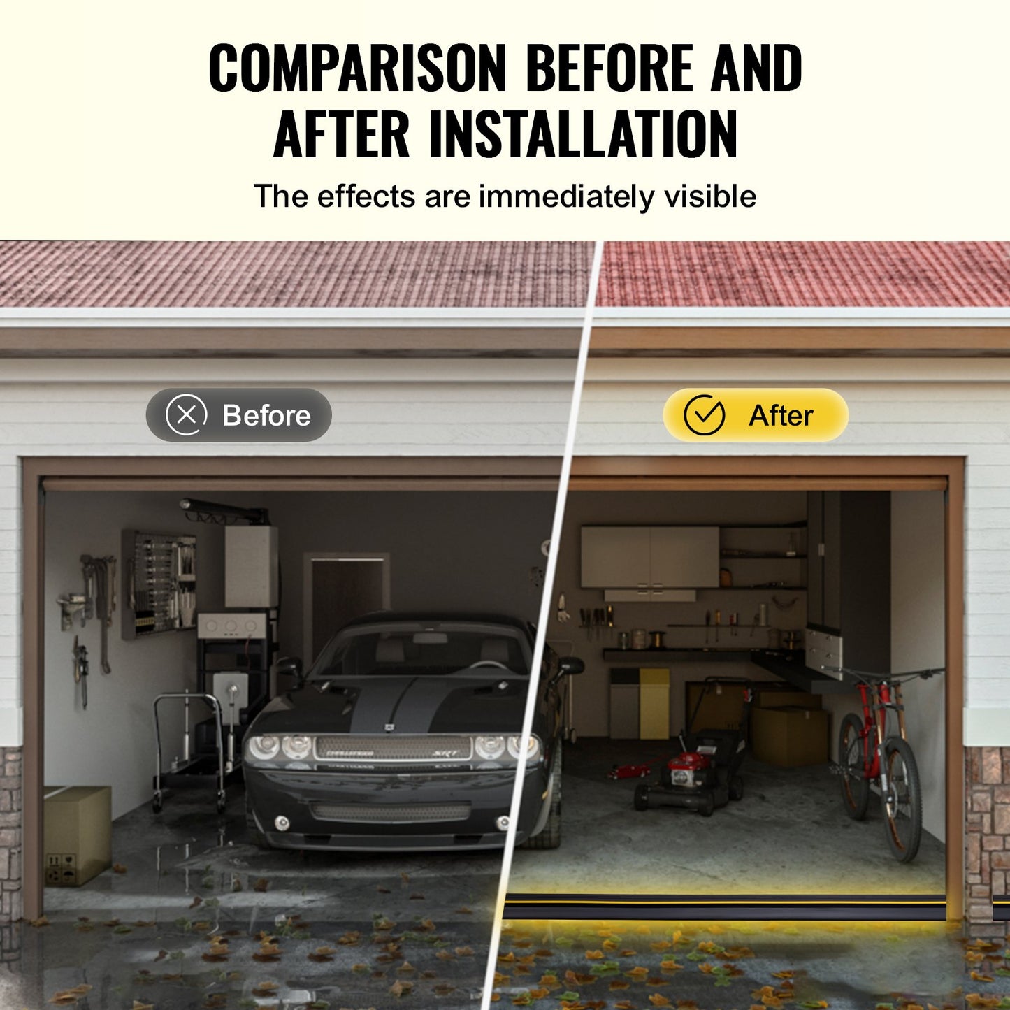 Garageport Tröskel Tätningslist 12 FT Universal Botten Vattentät PVC