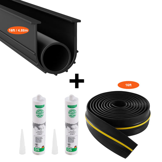 Garageport Tröskel och bottentätningar Kit 16 FT Universal Vattentät PVC