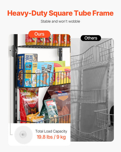 6-Tier Over the Door Pantry Organizer Hanging Storage Rack Adjustable