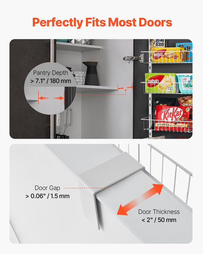 8-Tier Over the Door Pantry Organizer Hanging Storage Rack Adjustable