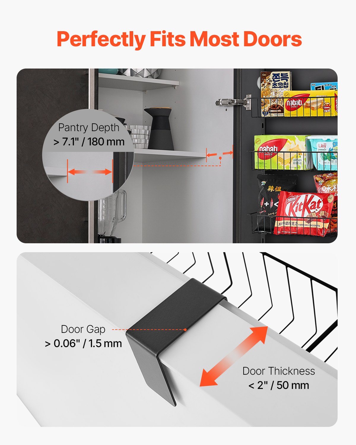 8-Tier Over the Door Pantry Organizer Hanging Storage Rack Adjustable