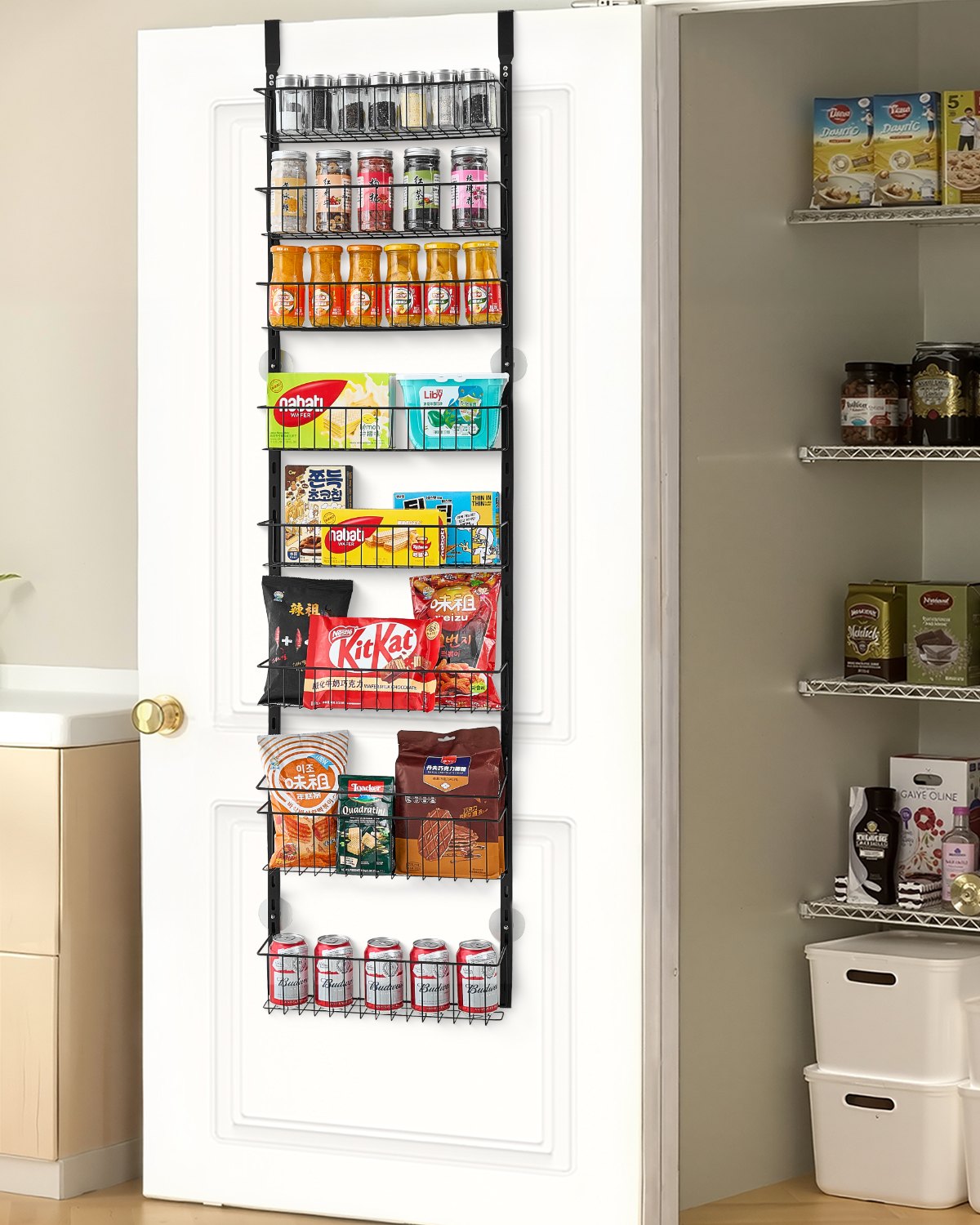 8-Tier Over the Door Pantry Organizer Hanging Storage Rack Adjustable