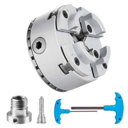KP96 lathe chuck, 4-jaw 3.75" diameter, metal lathe chuck lathe machine accessories, self-centering tool, for lathes, precision machining, grinders, milling machines