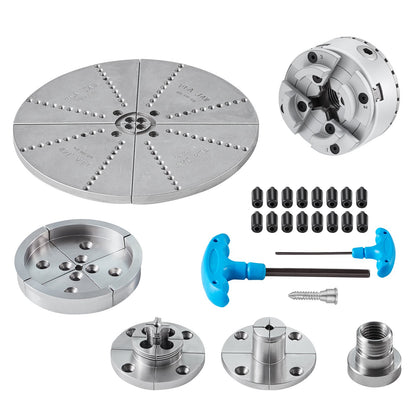 KP965 svarvchuck, 4-käft 3,75" diameter, metallsvarvchuck svarvmaskinstillbehör med 5 uppsättningar käftar, självcentrerande verktyg, för precisionsbearbetning, slipmaskiner, fräsmaskiner