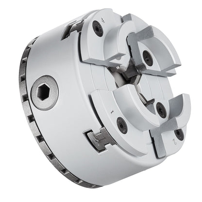 KP965 svarvchuck, 4-käft 3,75" diameter, metallsvarvchuck svarvmaskinstillbehör med 5 uppsättningar käftar, självcentrerande verktyg, för precisionsbearbetning, slipmaskiner, fräsmaskiner