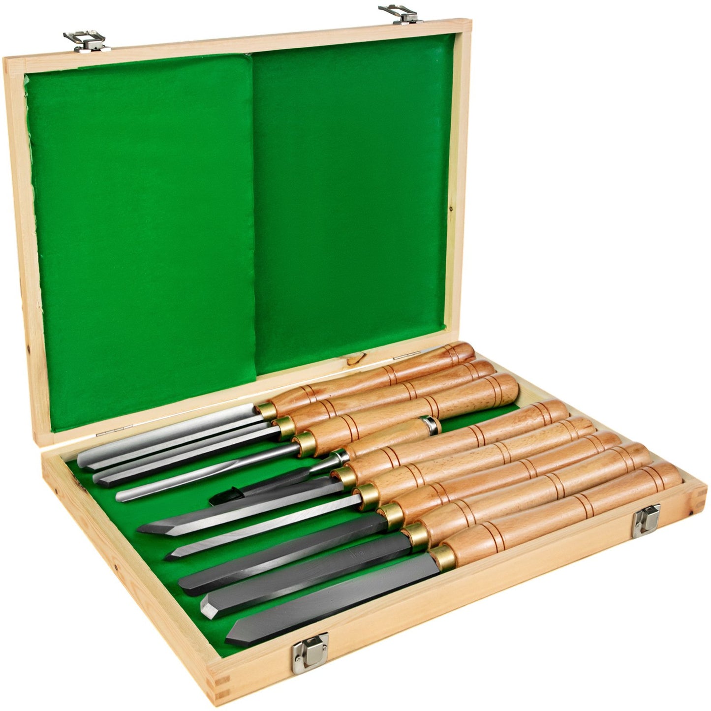 HSS Drehmeißel Satz 8 teilig Stahl Messinghülsen Holzbox W a Meißel