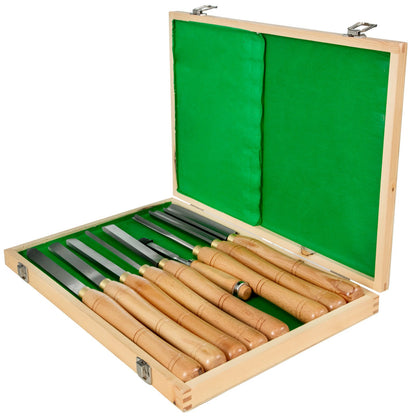 HSS Drehmeißel Satz 8 teilig Stahl Messinghülsen Holzbox W a Meißel